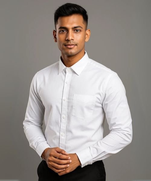Export Quality Oxford Cotton Full Sleeve Shirt (White).