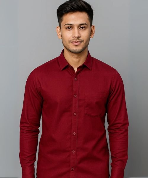 Export Quality Oxford Cotton Full Sleeve Shirt (Merun)