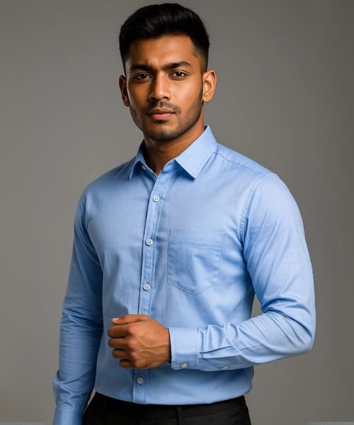 Export Quality Oxford Cotton Full Sleeve Shirt (Sky)