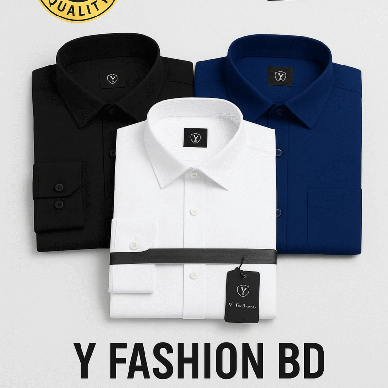 Solid Shirt Combo Offer White Black and Nevy