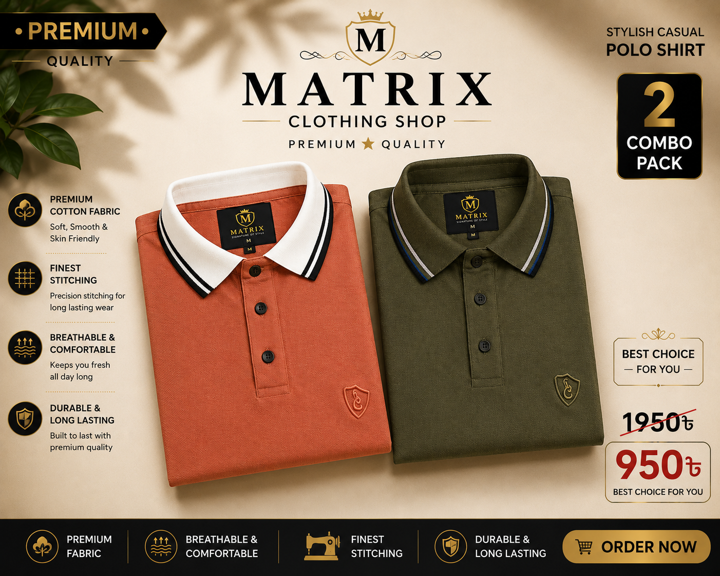Polo t shirt 2 pice Combo-M
